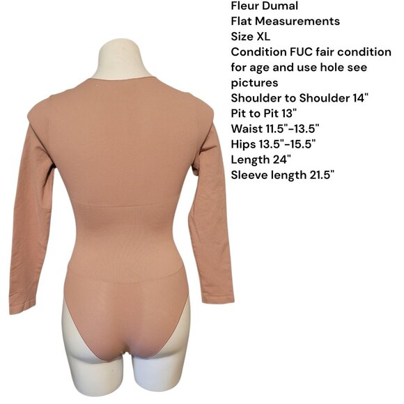 Fleur Du Mal Tan Long Sleeve Bodysuit XL Paneled Neutral - Picture 2 of 5